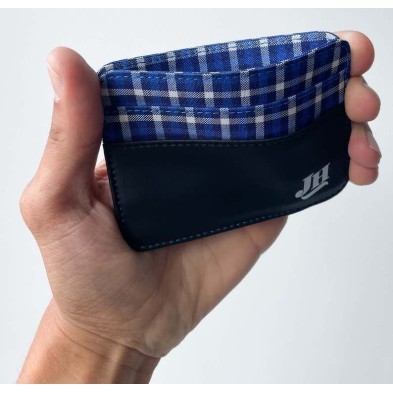 Tarjetero - gingham azul