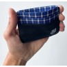 Tarjetero - gingham azul