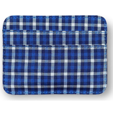Tarjetero - gingham azul
